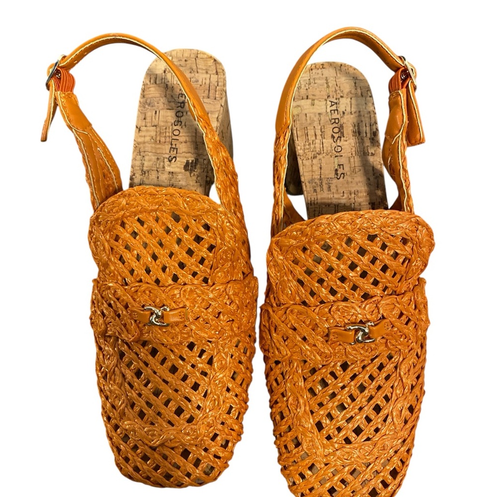 AEROSOLES Women's Vibrant Orange Woven Sandals